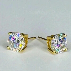 Two Carat Moissanite Earrings 18K Gold Setting